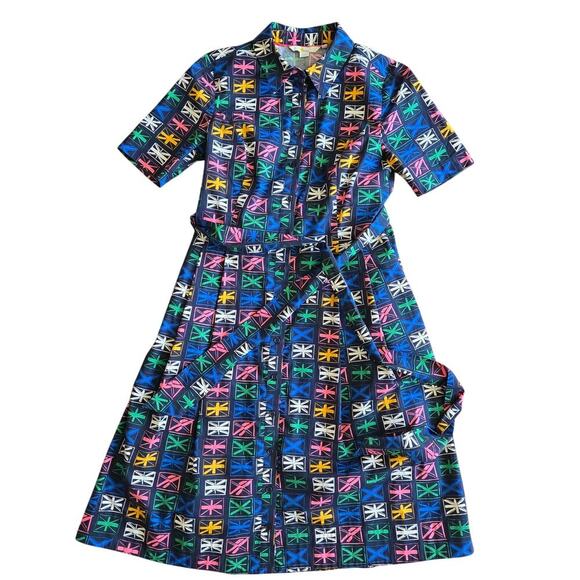 Boden Anastasia Shirt Dress In Navy Flags Women's Size: 4 - Picture 2 of 6